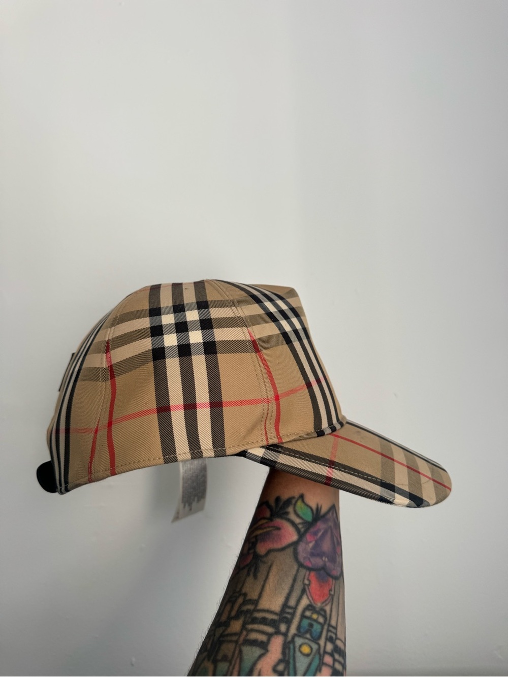 Burberry Tan Plaid Baseball Cap with Black & Red Accents - Picture 9 of 10